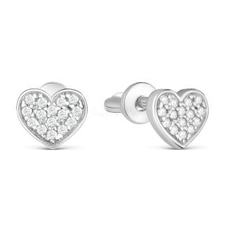 Серьги-пусеты из серебра с фианитами родированные