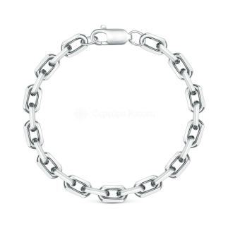 Браслет из серебра родированный с алмазной огранкой - Якорный