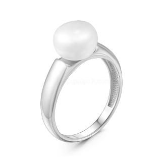 Кольцо из серебра с культ. жемчугом родированное