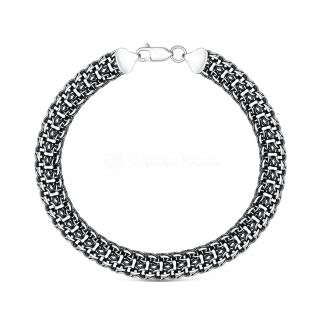 Браслет из чернёного серебра - Император, 23 см