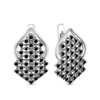 Серьги из серебра с нат.шпинелью родированные