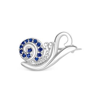 Брошь из серебра с фианитами родированная