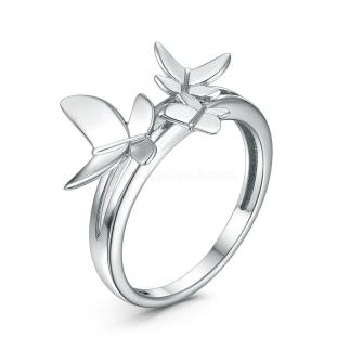 Кольцо из серебра родированное - Бабочки