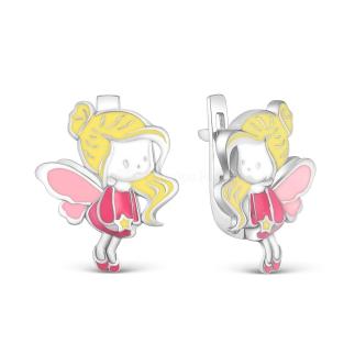 Серьги детские из серебра с эмалью родированные