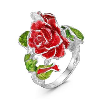 Кольцо из серебра с эмалью родированное