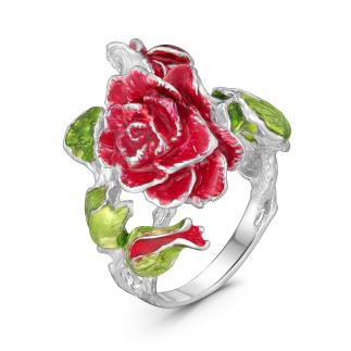 Кольцо из серебра с эмалью родированное