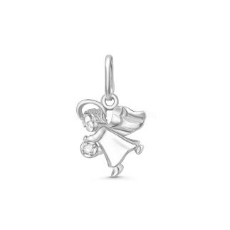 Подвеска из серебра с фианитом родированная - Ангел