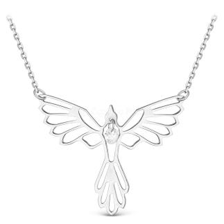 Колье из серебра с фианитом родированное