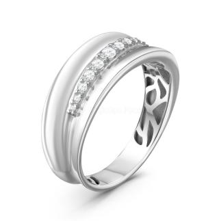 Кольцо из серебра с фианитами родированное