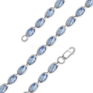 Браслет из серебра с пл.кварцем цв.танзанит родированный