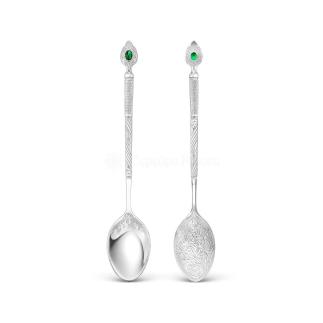 Ложка религиозная из серебра с фианитом