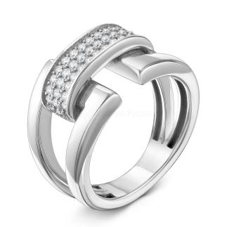 Кольцо из серебра с фианитами родированное