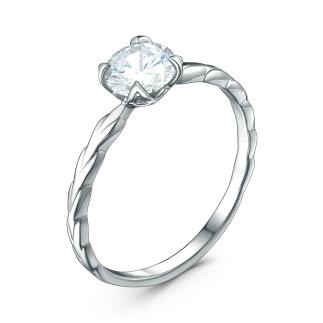 Кольцо из серебра с фианитом родированное