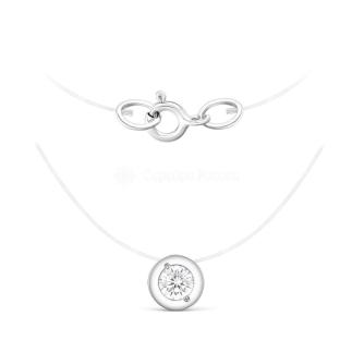 Колье из серебра с фианитом родированное (на леске)