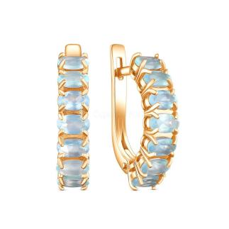 Серьги из золочёного серебра с натуральным голубым агатом