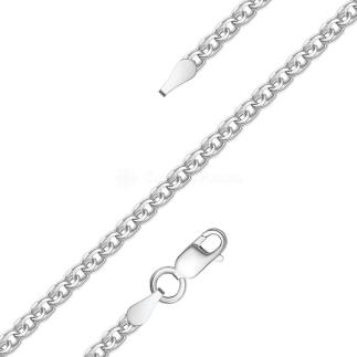 Цепь из серебра родированная - Бисмарк, 40 см