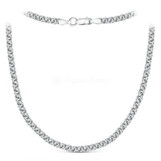 Цепь из серебра родированная - Бисмарк, 40 см