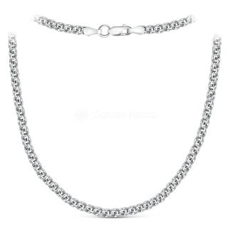 Цепь из серебра родированная - Бисмарк, 55 см