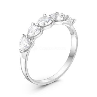 Кольцо из серебра с фианитами родированное