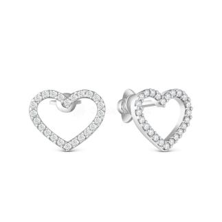 Серьги-пусеты из серебра с фианитами родированные