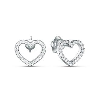 Серьги-пусеты из серебра с фианитами родированные