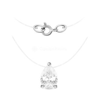 Колье из серебра с фианитом родированное (на леске)