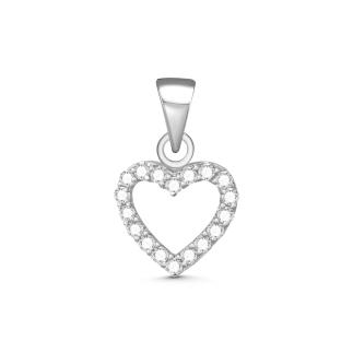 Подвеска Сердце из серебра с фианитами родированная