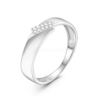 Кольцо из серебра с фианитами родированное