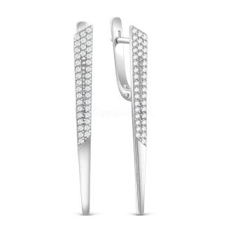 Серьги из серебра с фианитами родированные