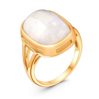 Кольцо из золочёного серебра с нат. лунным камнем