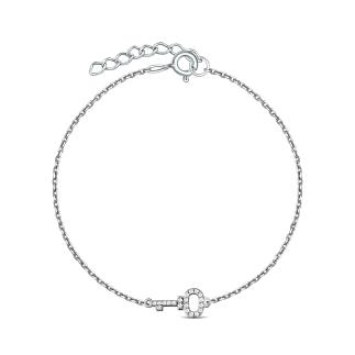 Браслет из серебра с фианитами родированный - Ключик