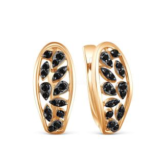 Серьги из золочёного серебра с нат.шпинелью и родированием