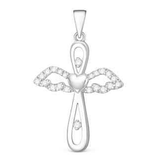 Подвеска из серебра с фианитами родированная