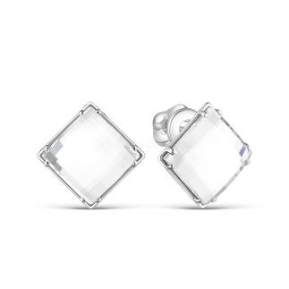 Серьги-пусеты из серебра с кристаллами премиум австрия бесцветный родированные