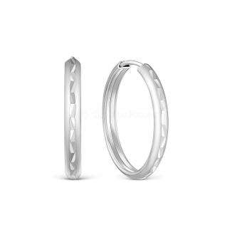 Серьги-конго из серебра с алмазной огранкой родированные - диаметр 2 см