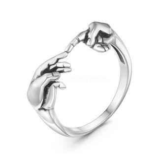 Кольцо из чернёного серебра - Сотворение Адама