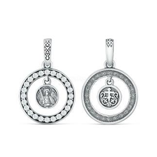 Подвеска из чернёного серебра с фианитами - Ангел хранитель