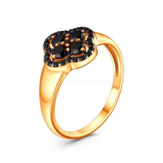 Кольцо из золочёного серебра со шпинелью и родированием