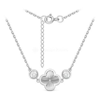 Колье Клевер из серебра с фианитами родированное коллекция Wan Clover 