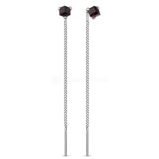 Серьги-продёвки из серебра с кристаллами премиум Австрия фиолетовый родированные