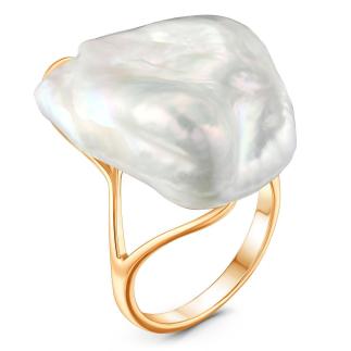 Кольцо из золочёного серебра с культ.жемчугом барокко