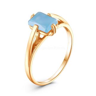 Кольцо из золочёного серебра с натуральным халцедоном