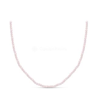 Бусы из серебра с синт. кварцем розовый родированные