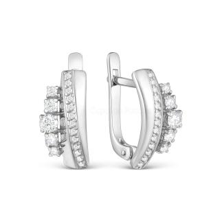 Серьги из серебра с фианитами родированные