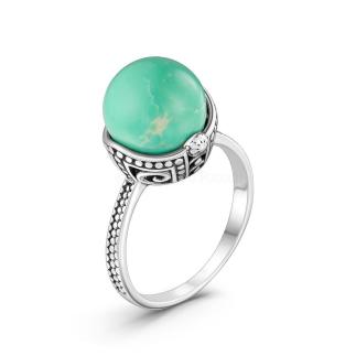 Кольцо из серебра с бирюзой родированное