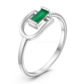 Кольцо из серебра с нат.агатом родированное