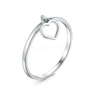 Кольцо женское из серебра родированное - Сердце