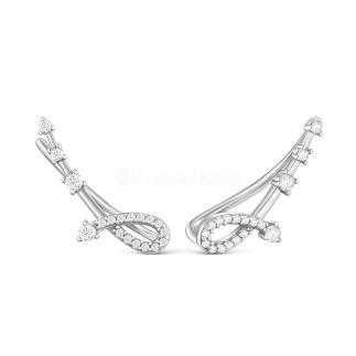 Серьги-каффы из серебра с фианитами родированные