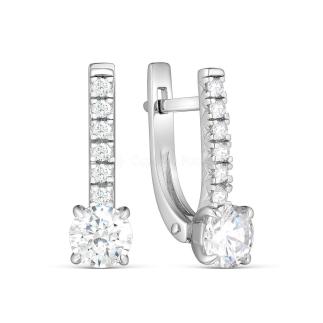 Серьги женские из серебра с фианитами родированные