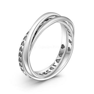 Кольцо тройное из чернёного серебра - Я тебя люблю. Вместе навсегда